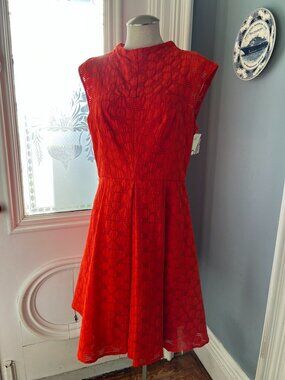 NWT Milly Tangerine Textured Fit & Flare Dress Size 12 Made in USA